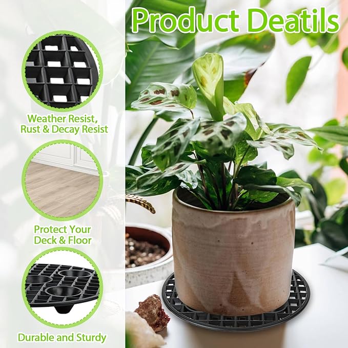 QTLCOHD 16 Pcs 8 Inch Plant Stand Outdoor Plastic Flower Pot Riser Black Plant Level Pot Elevator for Inside Potted Plants