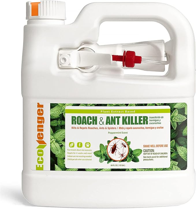 EcoVenger by EcoRaider Roach & Ant Killer 64 oz, Kills on Contact, Kills Ants & Other Indoor & Outdoor Crawling Insects, Natural & Non-Toxic, Pleasant Botanical Scent, Safe for Children & Pets