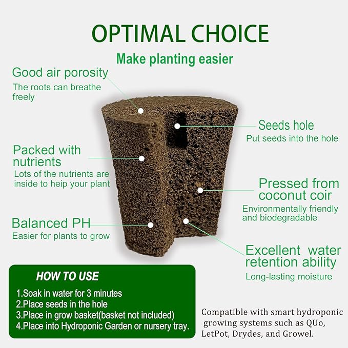 50 Pack Round hydroponic Growth Sponge, Suitable for Indoor and Outdoor hydroponic Gardens, Seed Germination, Plant Rooting, Vegetable Cultivation, Flower Arrangement