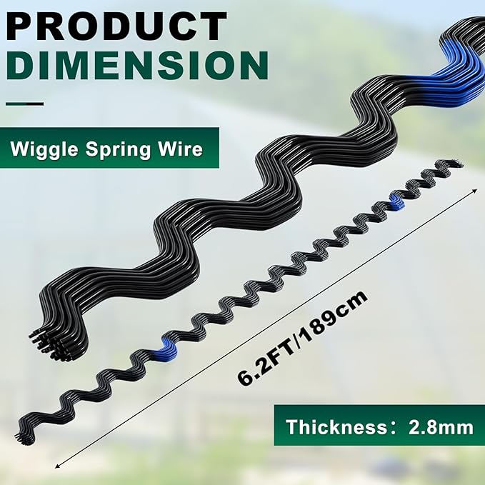 40 Pcs 6.6 ft PVC Coated Greenhouse Swing Spring Wire Greenhouse Spring Lock Wire for Fix Attachment Plastic Poly Film and Shade Cloth