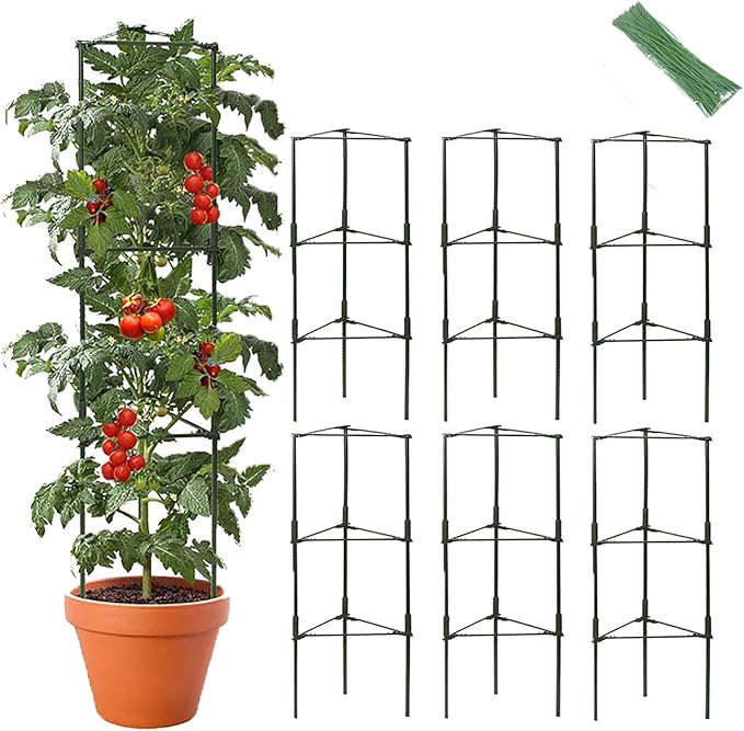 6 Package up to 48in Tomato cage Garden Grid Plant Support Posts with Adjustable Tomato cage Vegetable Grid (6pack)