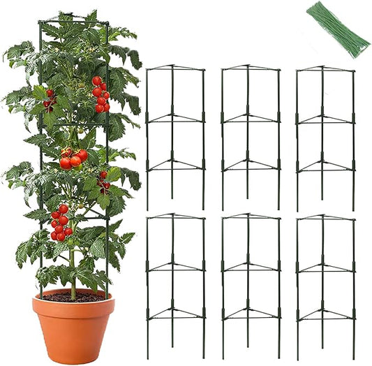 6 Package up to 48in Tomato cage Garden Grid Plant Support Posts with Adjustable Tomato cage Vegetable Grid (6pack)