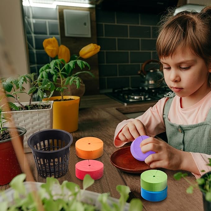 Lallisa 120 Pcs Clone Collars 2 Inch Foam Inserts for Hydroponic Cloning Machines Fits 2" Net Pots Reusable Collars for Hydroponics Plant Germination in DIY Cloner and Clone Machines (Multicolor)