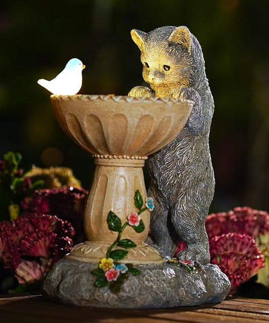 Nacome Cat Birdbath Garden Decor: Outdoor Statues Ornaments for Outside Decorations Yard Art Lawn Porch Patio Balcony - Birthday Gifts Choice for Mom Grandma Women Lover