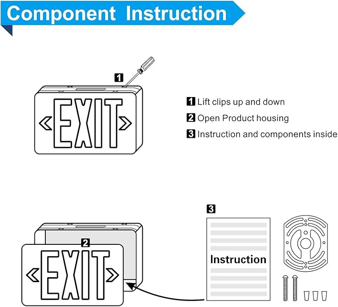 SPECTSUN 4 Pack Led Exit Sign with Battery Backup, Hradwired Red Exit Light LED - 4 Pack, Lighted Exit Sign Bulb/Exit Combo Light/Battery Exit Sign/Lighted Exit Sign Battery Powered