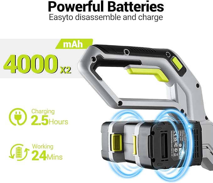 DEKOPRO Cordless Snow Shovel, 40V|17-Inch Cordless Snow Blower，Electric Snow Shovel with LED Light, Adjustable Chute, Lightweight Electric Snow Blower for Sidewalks & Stairs (2×20V Batteries)