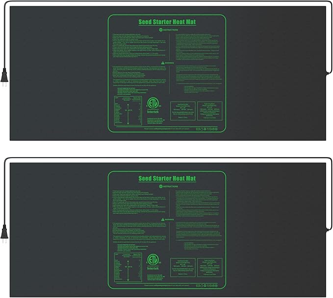 iPower 2-Pack Seedling Heat Mat Upgraded Technology Waterproof Durable Germination Station Warm Hydroponic Pad for Indoor Home Gardening Seed Starter, 48" x 20", Black