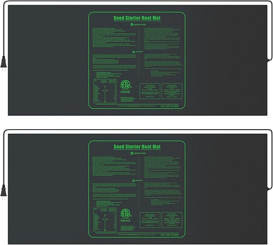 iPower 2-Pack Seedling Heat Mat Upgraded Technology Waterproof Durable Germination Station Warm Hydroponic Pad for Indoor Home Gardening Seed Starter, 48" x 20", Black