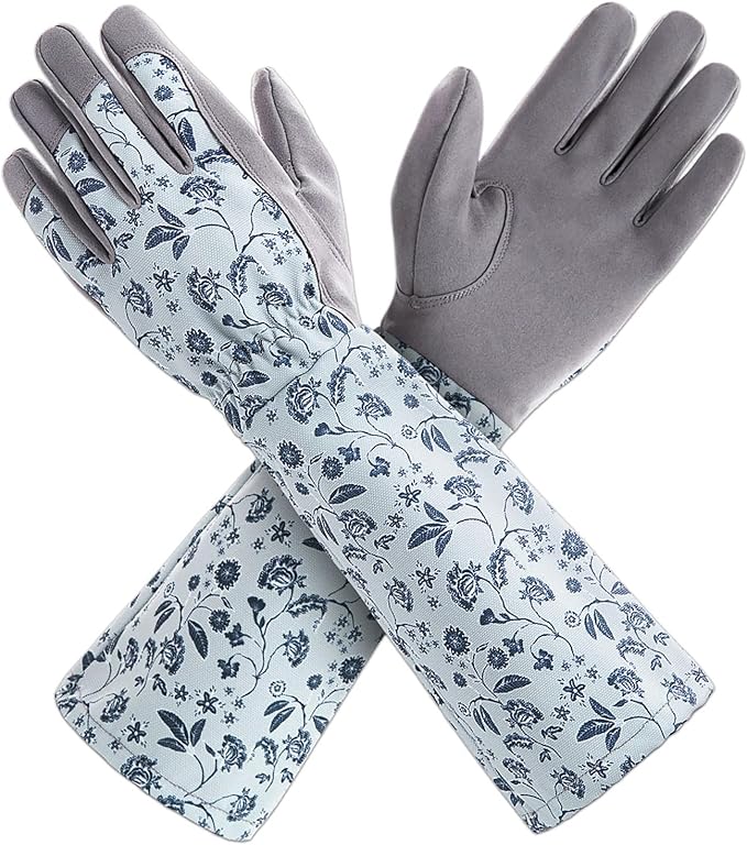 KAYGO Gardening Gloves for Women Long Sleeve, Light Protective Gloves for Yard and Outdoor Work, Best Garden Gifts for Gardener,Gray,Large
