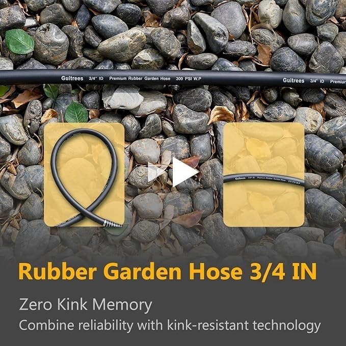 Leader Garden Hose 15ft x 3/4", Heavy Duty Short Water Hose, Female to Female Fittings, Five Layered Braiding for Durability, 1000PSI Burst, 300PSI Working (Black)