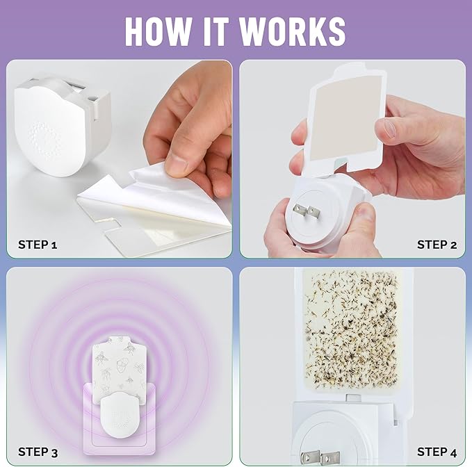 2 Pack UV Light Insect Trap with 6 Sticky Refills – Indoor Plug-in Bug Zapper for Fruit Flies, Gnats, Mosquitoes – Silent, Non-Toxic Pest Control – 395nm UV Light for Maximum Attraction