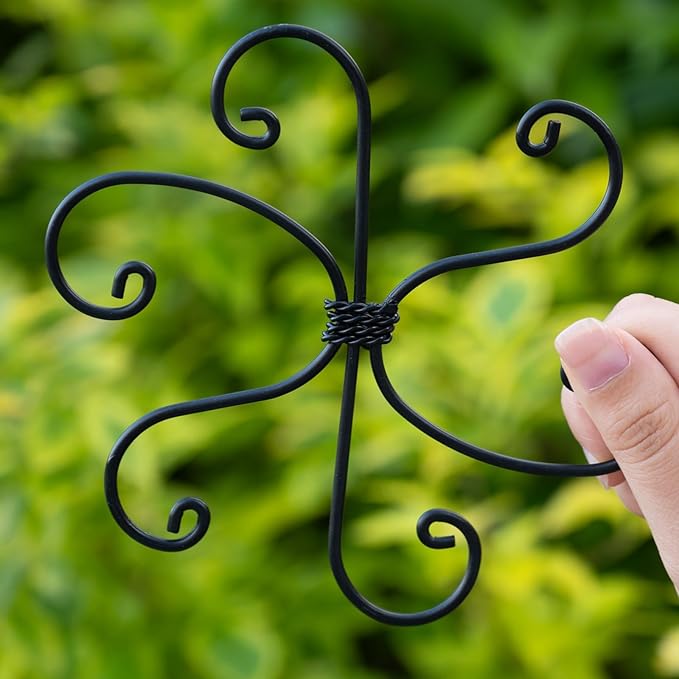 Black Monstera Plant Support 5.5IN 5PCS Premium Stem Support System for Indoor Plants, Durable Stabilizer for Monstera and Climbing Plants, Easy Installation Leaf Holder, Fishbone Cactus Stake