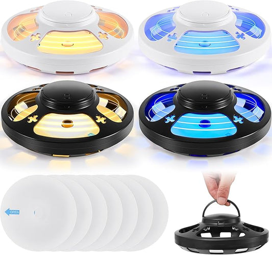 4 Pcs Flea Traps for Inside Your Home with 8 Sticky Pads, Bed Bug Tick Killer Flea Light Gnat Traps Pest Control, UV Night Light Bug Catcher for Bugs Moths Gnat Indoor and Outdoor(White,Black)