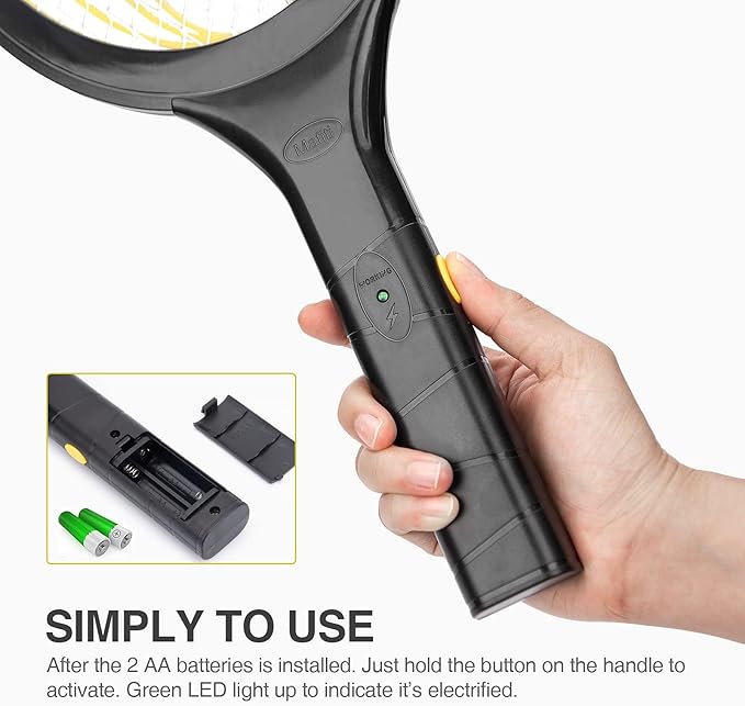 mafiti Fly Swatter Electric, Battery Powered Fly Killer Mosquito Zapper Bug Zapper Racket for Indoor Outdoor, Black