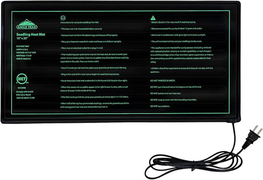 EAGLE PEAK Waterproof Seedling Heat Mat 10" x 20", UL & MET-Certified Heating Pad for Seed Starting, Germination, and Hydroponic Gardening, Includes (1) Warming Mat