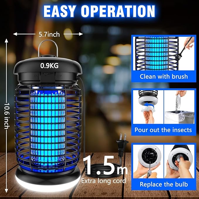Endbug Bug Zapper, Bug Zapper Outdoor Indoor with LED Light, Electric Mosquito Zapper Fly Zapper, Waterproof Mosquito Killer Insect Zapper Fly Trap for Outside Patio Garden Backyard Home