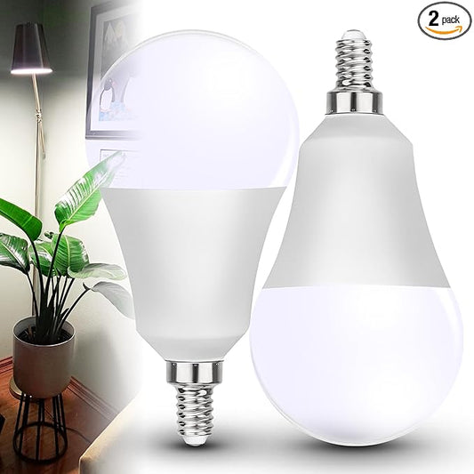 2 Pack E12 Small Candelabra Base LED Grow Light Bulbs Full Spectrum, 12W Sun Plant Light Bulb 100w Equivalent, Balanced Spectrum 5000K Red Blue for Flower, Seed Starting, Indoor Growing