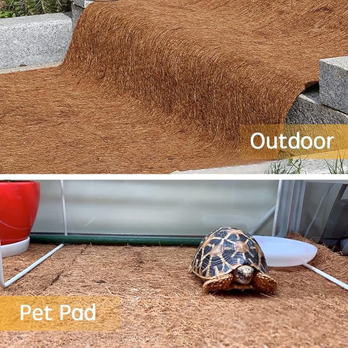 Coco Coir Liner, Yarrdfir 16x40 inch Natural Coconut Liners for planters Flower Basket, Natural Coconut Fiber mat, Garden Decoration, Animal pet pad, Reptile Carpet