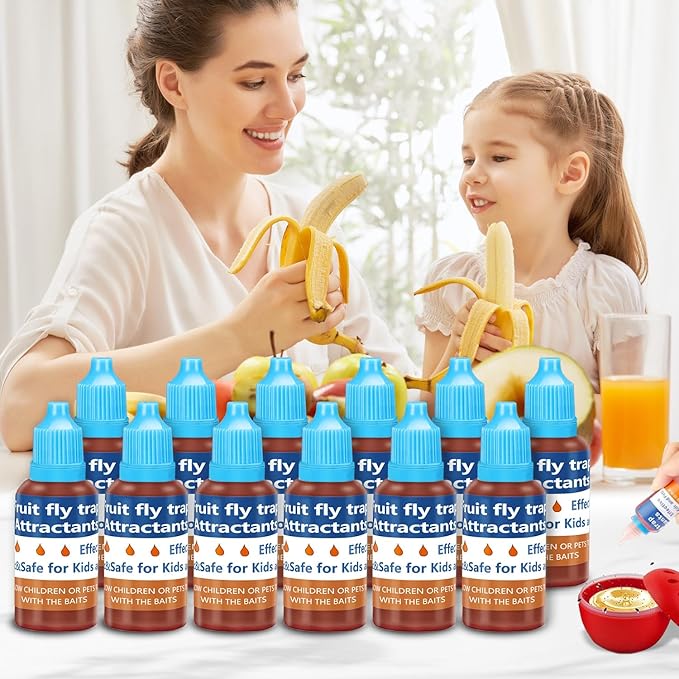 Fruit Fly Trap Refill Liquid Only, 2026 Upgrade Traps for Indoors, Efficient Gnat Killer Indoor, Fruit Bait Home, Kitchen (12, Blue)