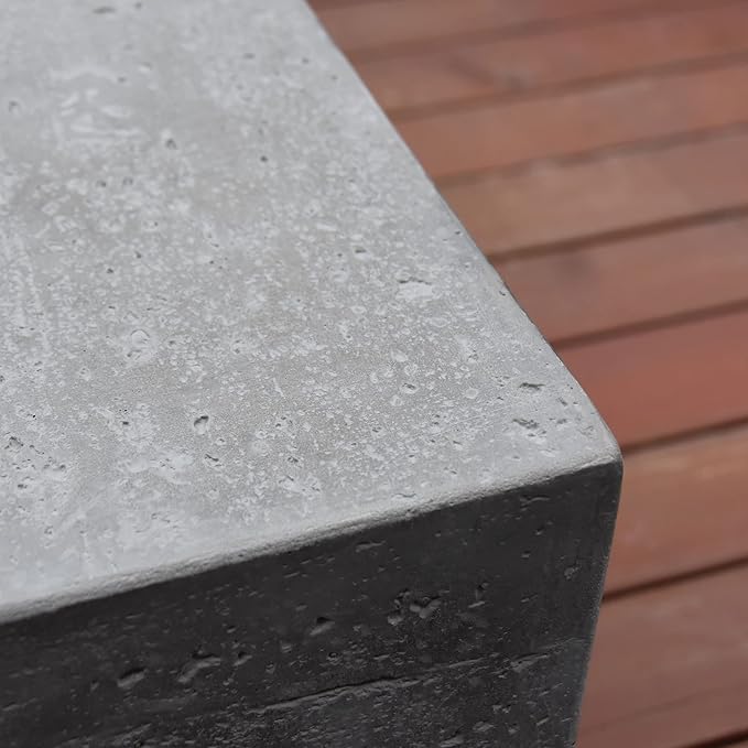 Elementi Manhattan Outdoor Gas Firepit Table 36 Inches Natural Gas Fire Pit Patio Heater Concrete High Floor Clearance Firepits Outside Electronic Ignition Backyard Fireplace Cover Lava Rock Included