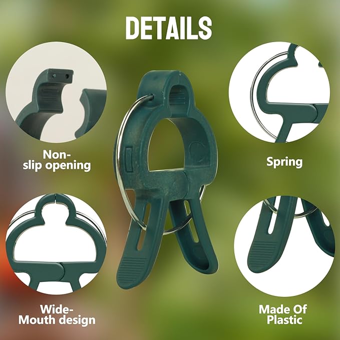50Pcs Green Small 1.69 inch Plant Support Clips,Flower and Vine,Garden Tomato Plant Support Clips for Supporting Stems,Vines Grow Upright Climbing,Tool for Straightening,Trellis.