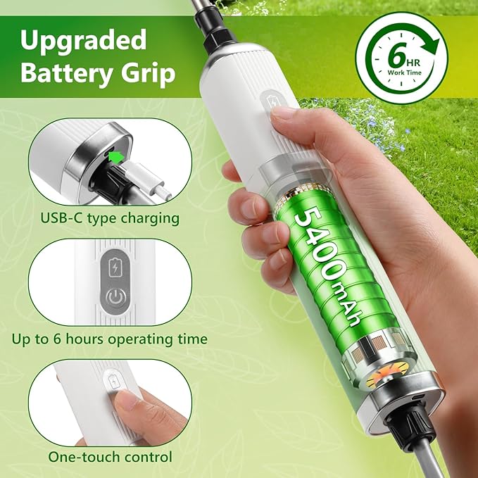 Electric Sprayer, Battery Powered Sprayer 6L/1.6 Gallon, with 3-Adjustable Nozzles, Retractable Wand, Rechargeable Handle & Adjustable Shoulder Strap, Suitable for Garden, Lawn & Cleaning.