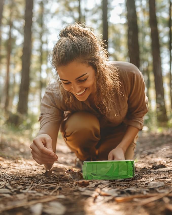 Motel Mouse Humane Mouse Traps No Kill Live Catch and Release 4 Pack - Reusable, Easy to Use & Clean, No Touch Release, Sensitive Includes Cleaning Brush, Instruction Manual & Video - Mousetrap Indoor