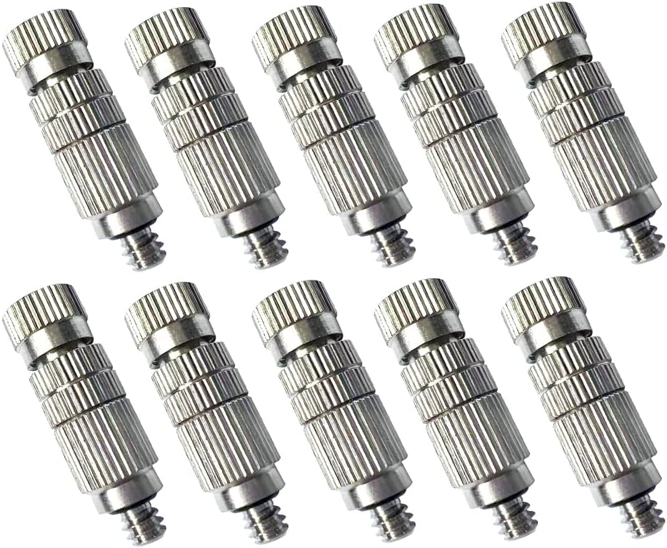 High Pressure Brass Nickel Plated Misting Nozzle for Outdoor Cooling Mist System, 0.8mm Ceramics Orifice, Anti-Drip Cleanable, 10pcs