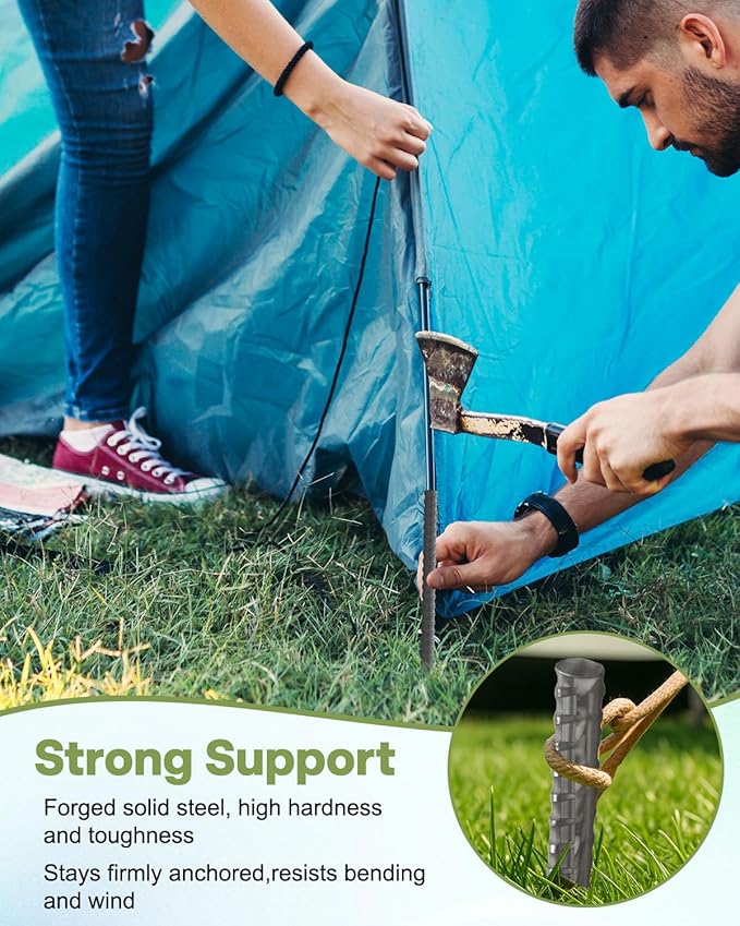 20 Pcs Straight Rebar Stakes 16 inch, 5/16'' Diameter Metal Stakes for Garden, Landscape Timber Spikes Heavy Duty Ground Anchors with Chisel Point End for Concrete Form Tent Fence Camping Trapping