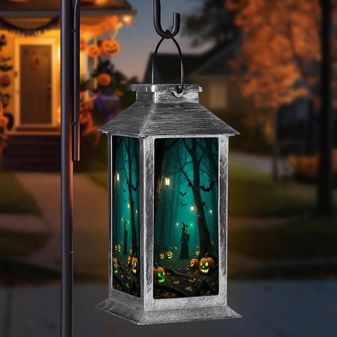 Halloween Decorations Outdoor,Halloween Hanging Decorations,Solar Lantern,Decor for Home Outside Porch Garden Yard Lawn Party Decorations（Witch Pumpkin Tree）