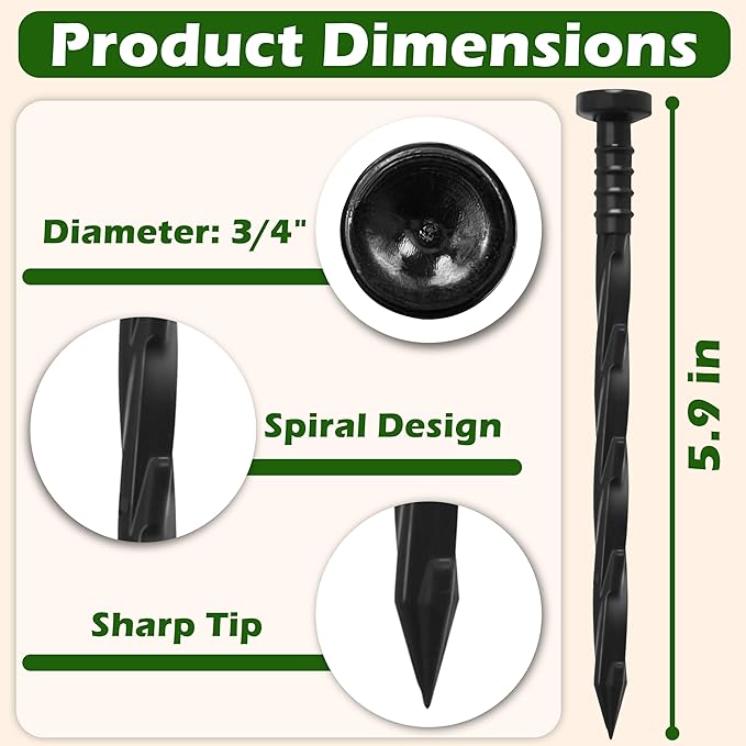 Gardzen 30 pcs Landscape Edging Anchoring Spikes, 6 inches Yard Lawn Paver Edging Stakes for Weed Barrier, Garden Fence, Artificial Turf