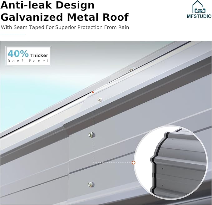 MFSTUDIO RV Carport 14x35 ft, Outdoor Heavy Duty Carports, Height 13 ft for Large RVs Metal Shed Canopy Shelters Garage Shelter Shade Car Ports with Galvanized Roof for 2 Cars, Truck and Boats ﻿