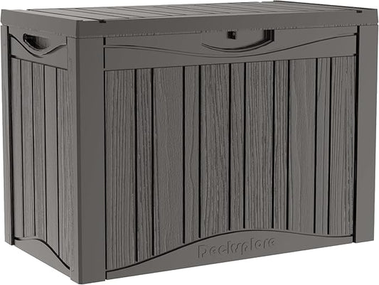 50 Gallon Waterproof Large Resin Deck Box Indoor/Outdoor Lockable Storage Container and Seating for Garden, Pool, and Patio (50 Gallon, Grey)