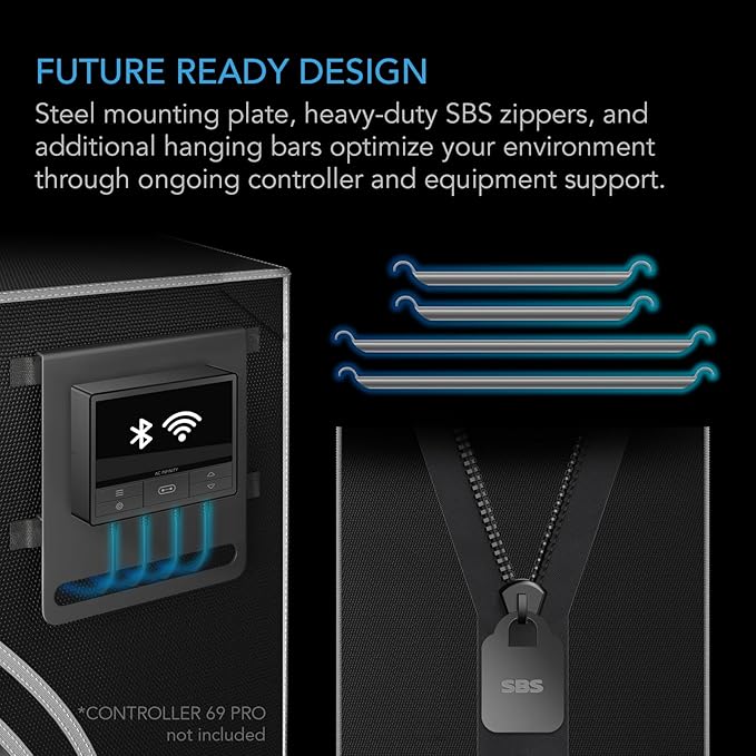 AC Infinity CLOUDLAB 894 Advance Grow Tent, 96”x48”x80” Thickest 1 in. Poles, Highest Density 2000D Diamond Mylar Canvas, 8x4 for Hydroponics Indoor Growing