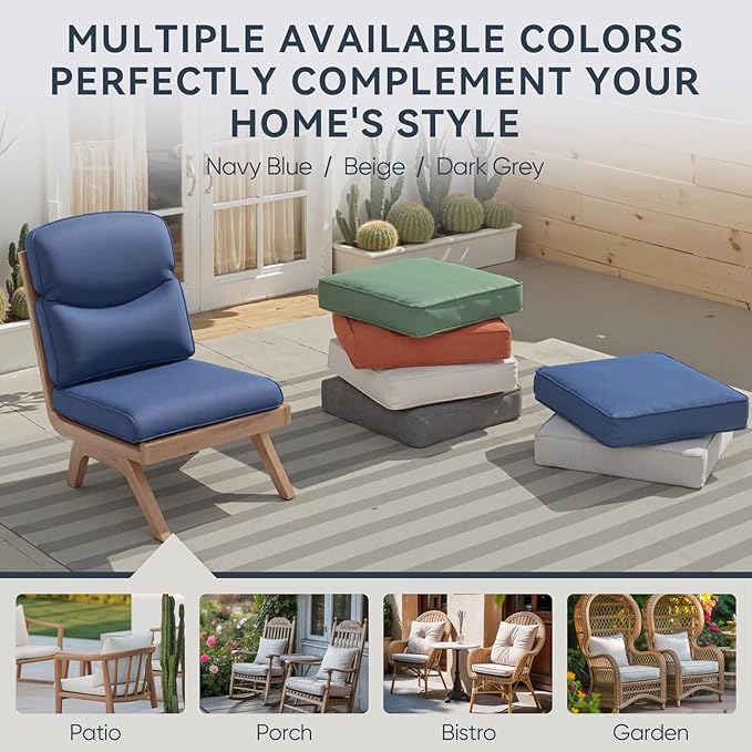 10-Piece Outdoor Patio Cushion Set - Fade & Water Resistant with Removable Olefin Cover, 22x24x4 Inch Memory Foam Cushions for Wicker Sectional Sofa – Blue/Crescent