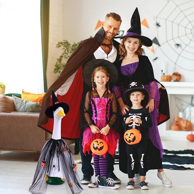 AZYM Halloween Porch Goose Outfits,2 Pcs/Set Pumpkin Bat Spider Cape Yard Goose Statue Clothes for 23" Statue Patio Lawn Garden Halloween Decoration