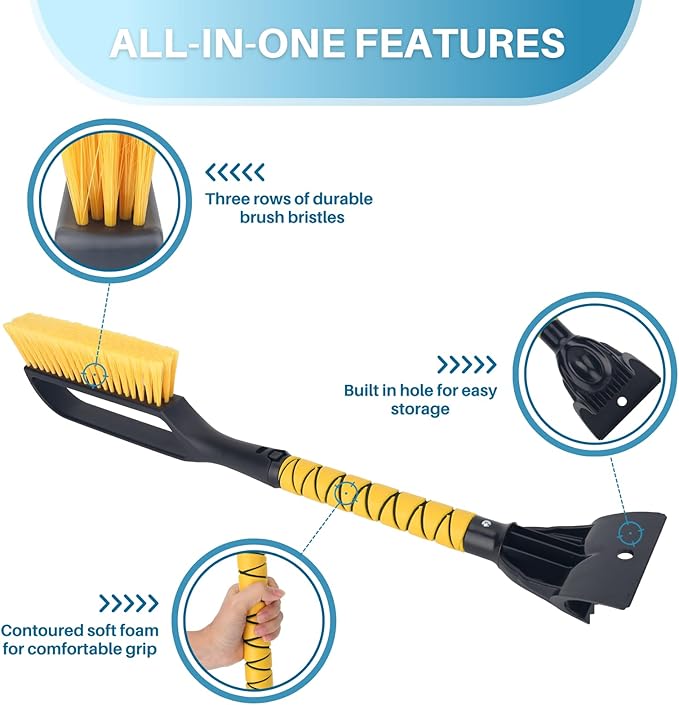 KeFanta Ice Scrapers for Car Windshield, 2 Pack 27'' Snow Removal Brush for SUV and Truck Window, Automotive Winter Accessories