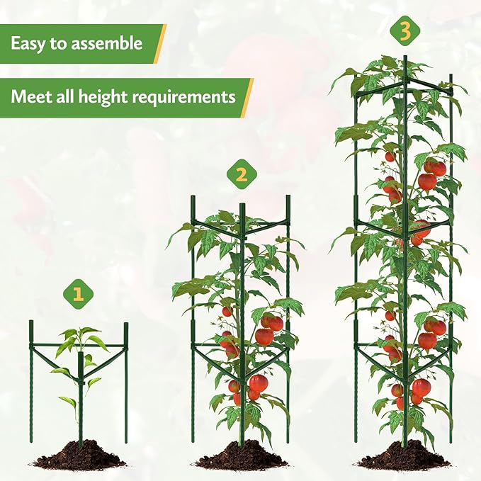 3 Package up to 48in Tomato cage Garden Grid Plant Support Posts with Adjustable Tomato cage Vegetable Grid (3pack)