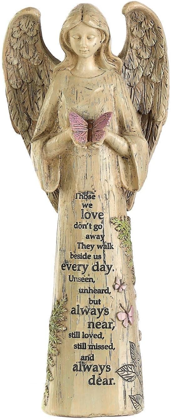 DUSVALLY 10" H Resin Angel Statue, Garden Figurine Outdoor Decoration Waterproof Sculpture for Yard Lawn Porch, Healing Gift