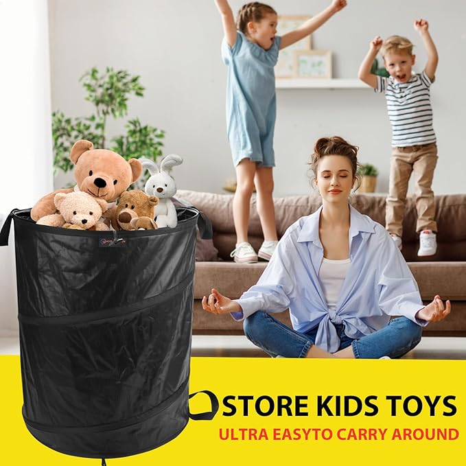 YUDI & GARDEN 45 Gallon Collapsible Garden Bag｜Collapsible Trash Can｜Camping Trash Can,Black,for Collecting Weeds,Grass Clippings,Party and Yard Waste