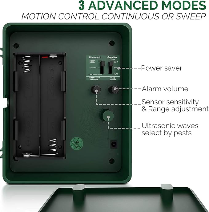 ASPECTEK Ultrasonic Outdoor Animal Pest Repellent, Yard Sentinel RC Pest Repeller Pest Control includes Motion Detector, 4 Key Remote - Rodents, Cats, Rats, Mouse, Mice, Deer, Frequency: 15-18 kHz