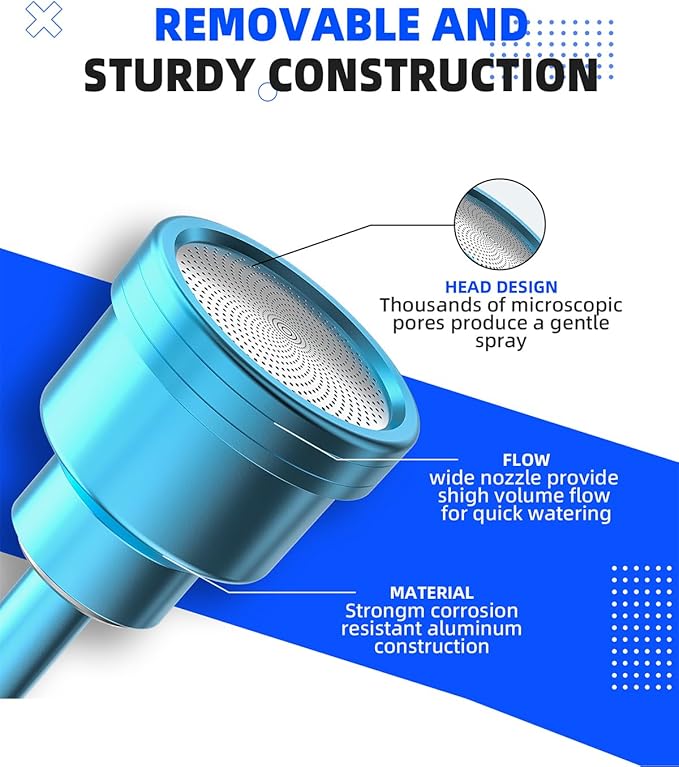 DTRK Watering Wand 19 Inch Detachable Sprayer Wand 1000 Holes Garden Hose Wand with Thumb Flow Control for Hanging Baskets, Plants, Flowers, Shrubs, Seedbed,Garden and Lawn