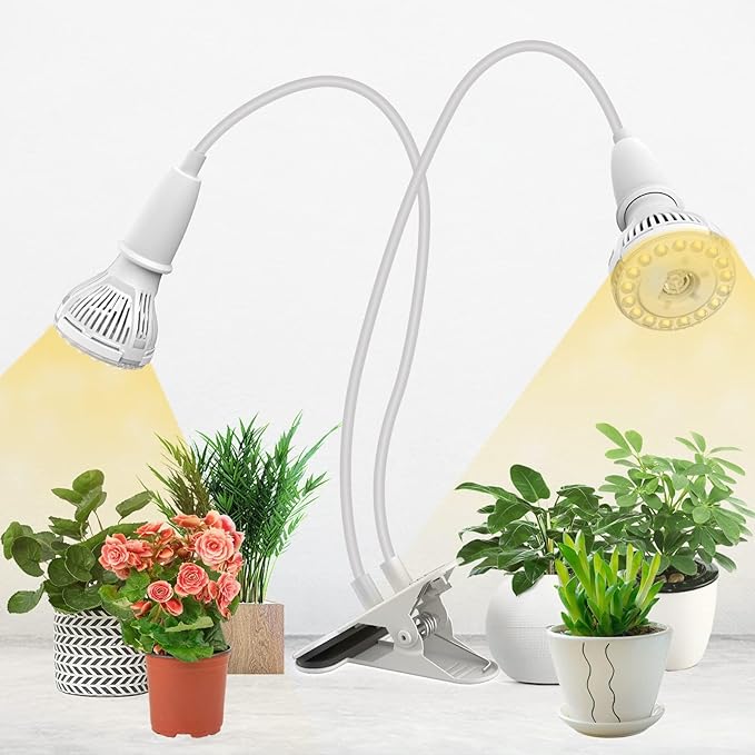 Grow Lights for Indoor Plants, LED 20 W Full Spectrum Bulb Replaceable Plant Light, 300 W Equivalent Clip on Grow Light with Optical Lens for Indoor Growing, Lifetime Free Bulb Replacement