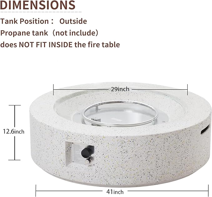 NAGA HABNA 41 Inch Propane Fire Pit Table, Rectangle Outdoor Fire Table w Blue Fire Glass (50,000 BTU), Gas Fire Pit w Waterproof Cover for Garden, Pool, Backyard