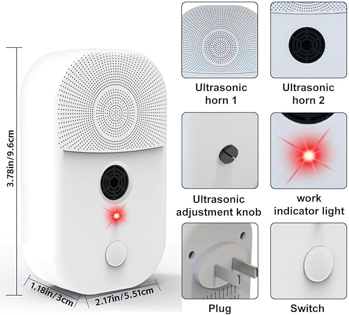 Upgraded Ultrasonic Bat Repellent Deterrent Devices for Attic, 2Pack Bat Repellent for Indoor Use, Plug in Bat Deterrent System Bats Keep Away for Home, Friendly to Human & Pets