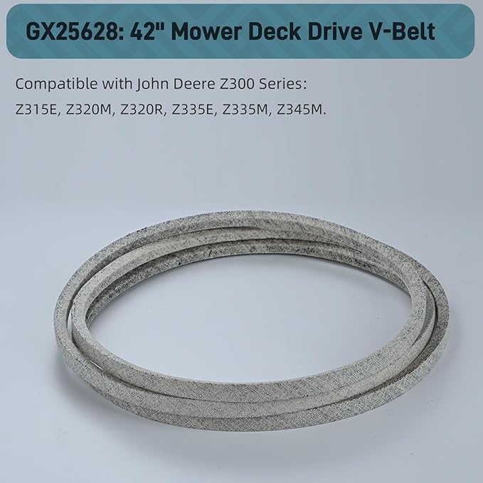 1/2 x 118'' Deck Belt GX25628 for John Deere Deere Z335E Z345M Z345R Z315E Z335M Z320M Z320R ZTrak Zero-Turn with 42 Inch Mower Deck Kevlar Cord Mower Belt