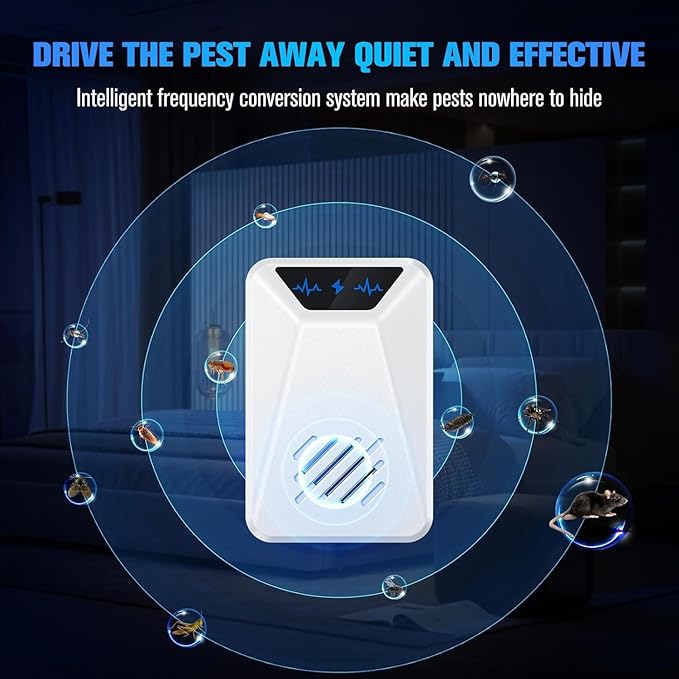 6 Packs Ultrasonic Pest Control Repeller, Electronic Pest Repellent Plug in Indoor for Insect Roaches Spider Ant Bug Mosquito Mouse Repellent for House Kitchen Garage Warehouse