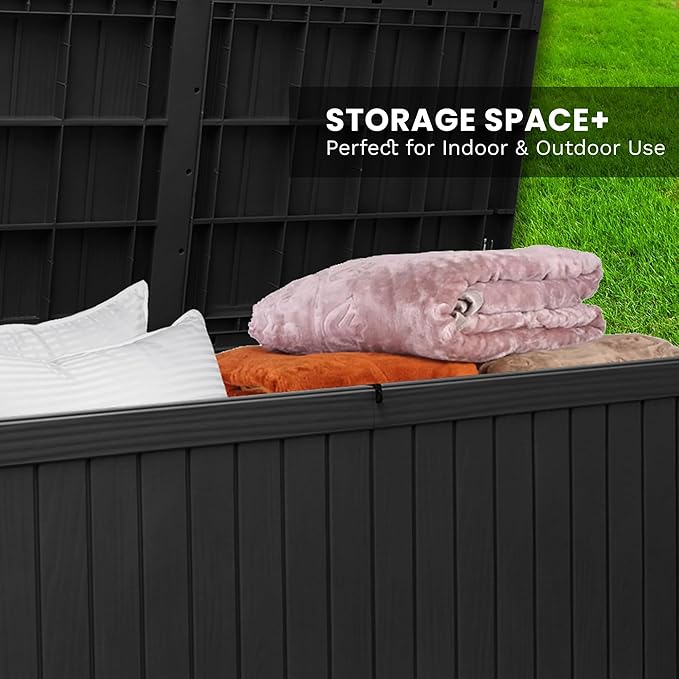 Heavy Duty Storage Box,180 Gallon Black Outdoor Storage Box is Made of Resin for Outdoor, Patio or Indoor Use.