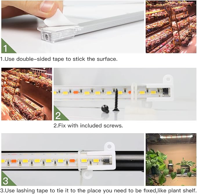 GYTF LED Grow Light Strips, 3500K 90-Bulb Full Spectrum Dimmable Plant Growing Lamp Bars with Auto ON/Off Timer for Indoor Plants Succulents Seeds Starting Hydroponics, Extendable Design