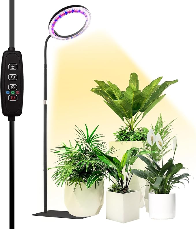 yadoker Grow Light for Indoor Plants,160 LEDs Full Spectrum Standing Plant Grow Light with 3H/6H/9H Timer,10-Level Brightness, 51" Height Adjustable,Flow Grow Lamp for Tall Large Indoor Plants